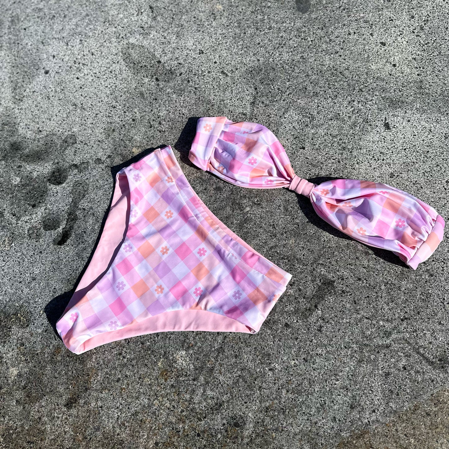 Rise Bottom-Pastel Check/Baby Pink